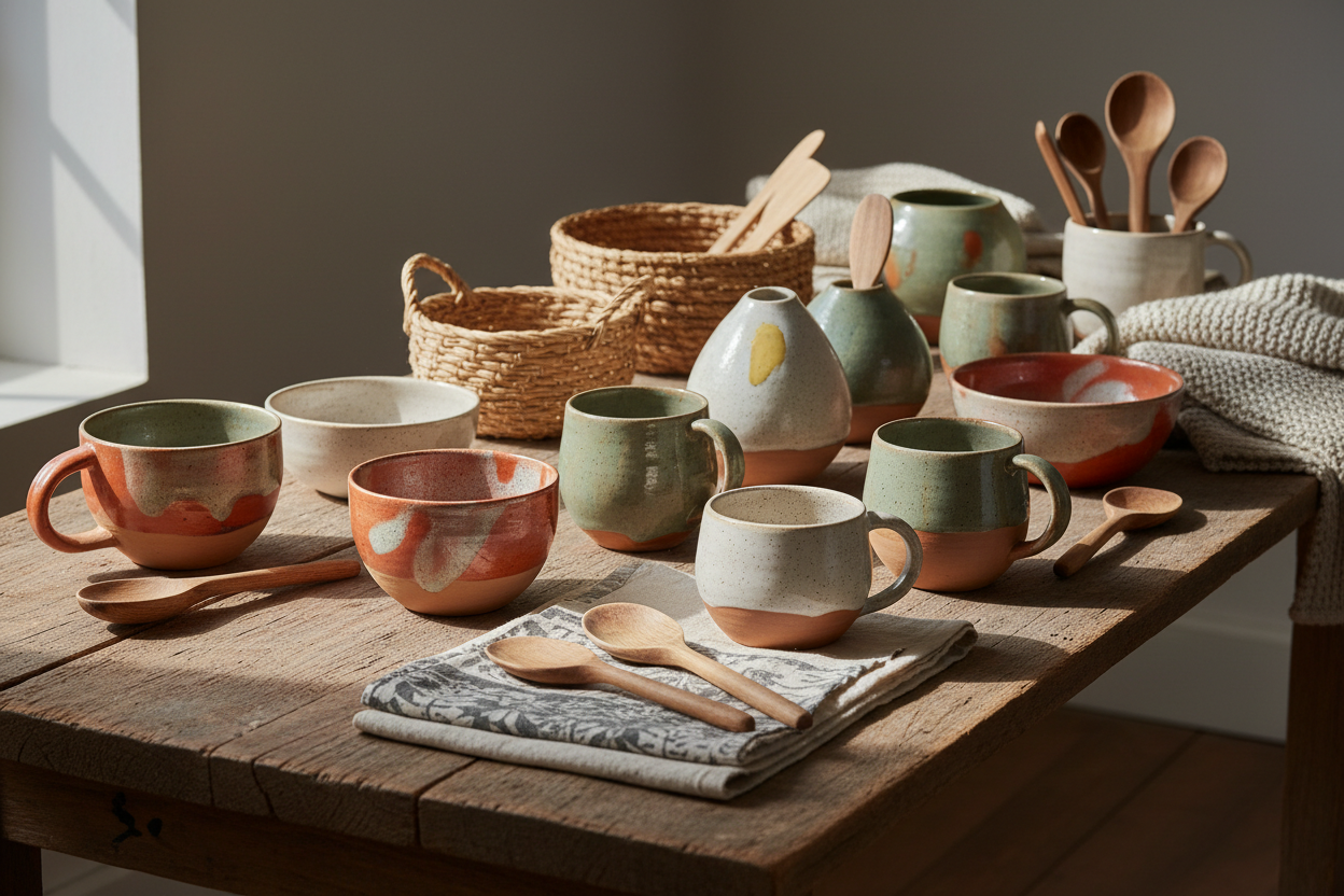 handmade pottery and other crafted items